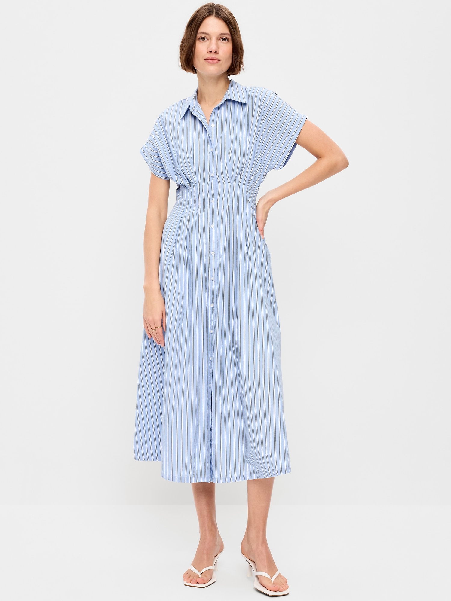 Waisted Midi Shirt Dress - image 4
