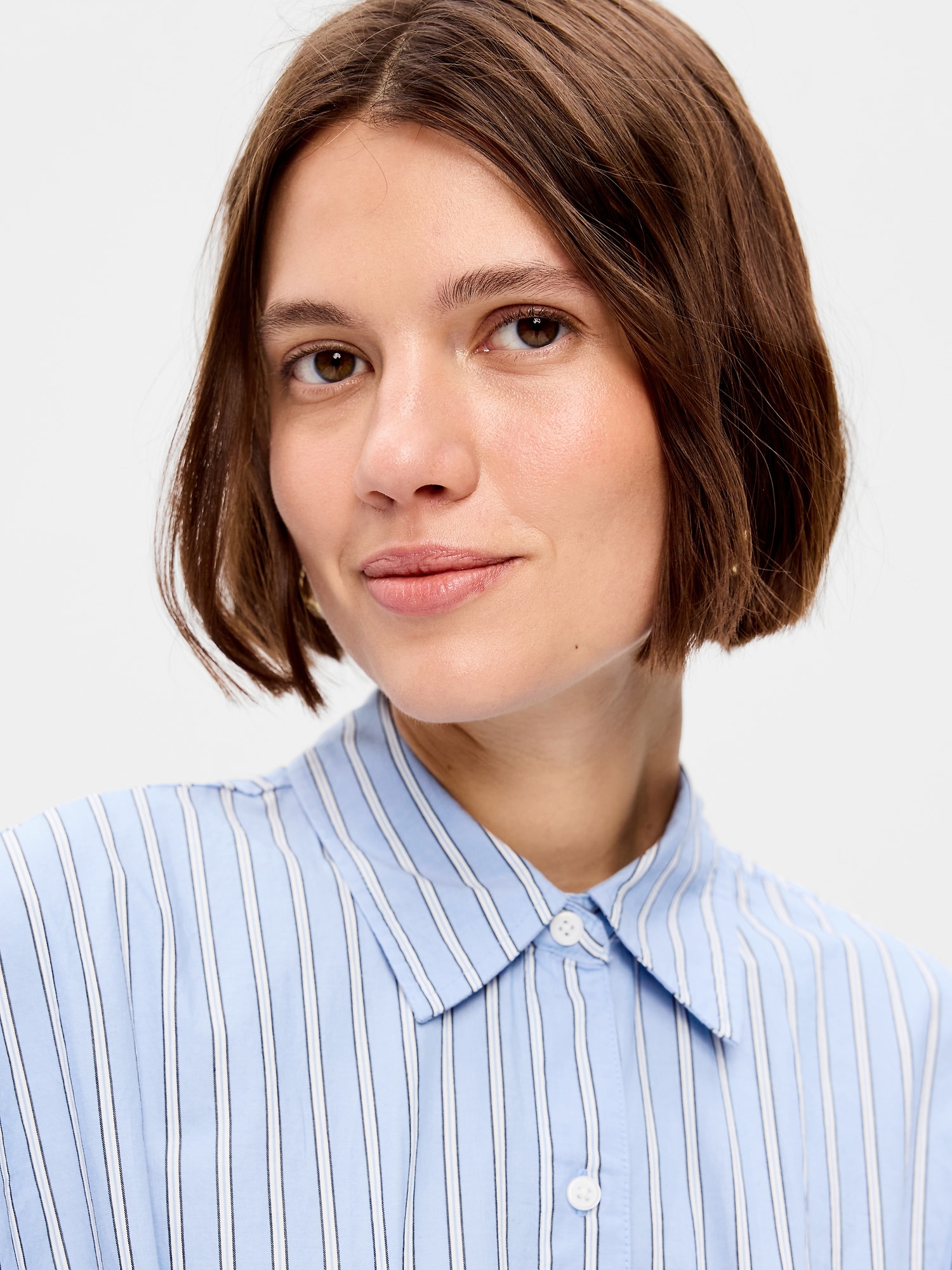 Pintuck-Waist Midi Shirt Dress