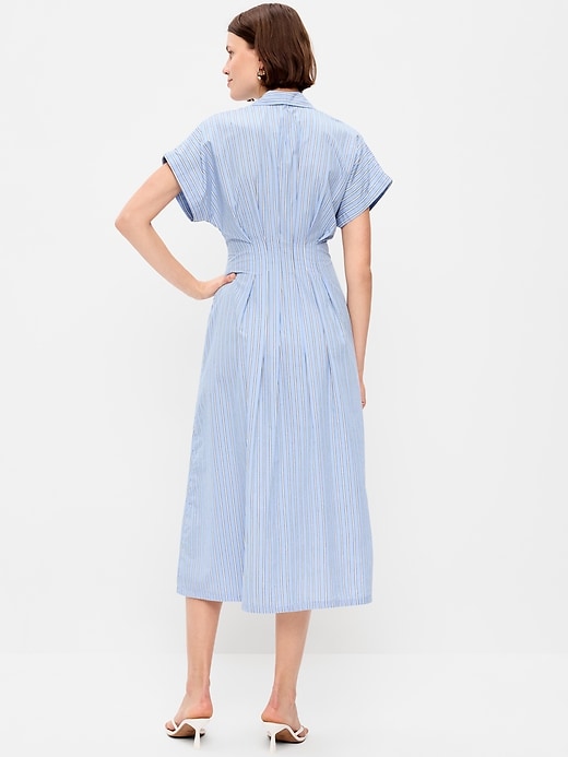 Image number 2 showing, Smocked-Waist Midi Shirt Dress