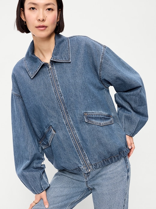 Image number 4 showing, Full-Zip Harrington Jean Jacket