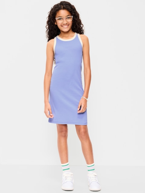 Printed Ribbed Tank Dress for Girls