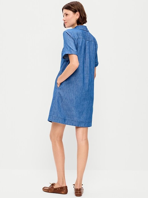 Image number 2 showing, Short-Sleeve Mini Shirt Dress