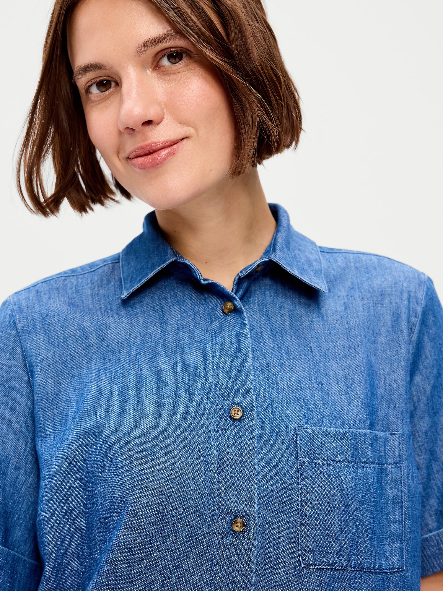 Short-Sleeve Mini Shirt Dress