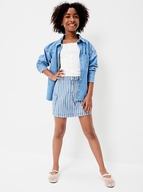 Image number 5 showing, Striped Cargo Jean Skirt for Girls