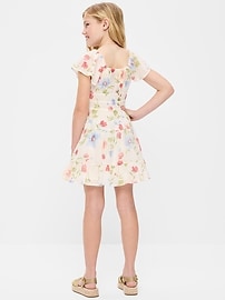 Image number 2 showing, Fit and Flare Crinkle Gauze Tiered Dress for Girls