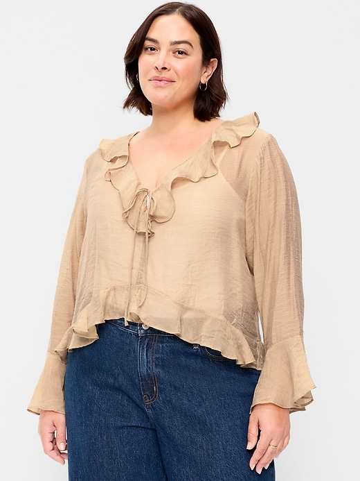 Image number 5 showing, Bell-Sleeve Ruffle Top