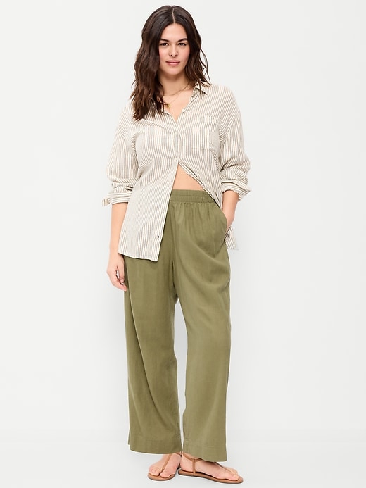 Image number 6 showing, High-Waisted Linen-Blend Straight Ankle Pants