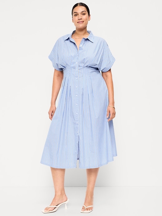 Image number 9 showing, Smocked-Waist Midi Shirt Dress