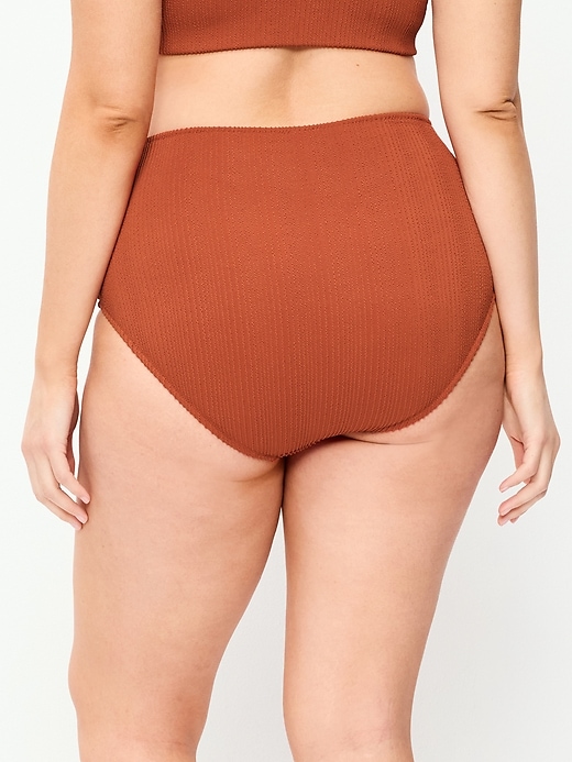 Image number 6 showing, High-Waisted Ribbed Bikini Swim Bottoms
