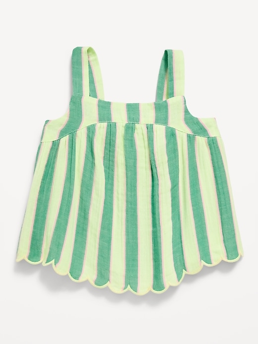 Image number 1 showing, Sleeveless Double-Weave Scalloped-Hem Top for Toddler Girls