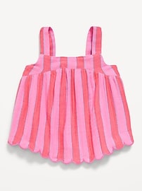 Image number 1 showing, Sleeveless Double-Weave Scalloped-Hem Top for Toddler Girls