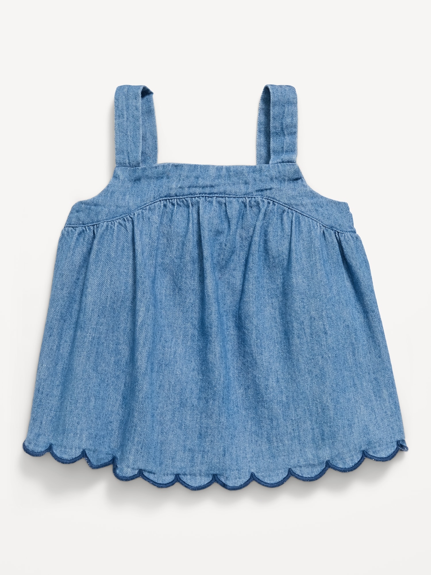 Sleeveless Denim Scalloped-Hem Top for Toddler Girls