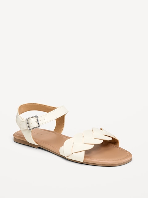 Faux-Leather Braided-Strap Sandals for Girls