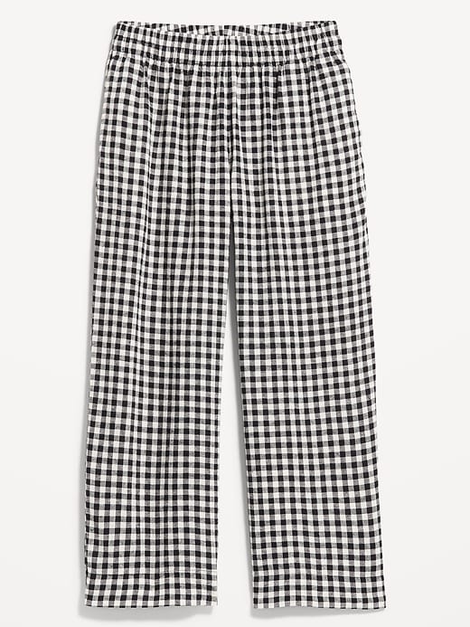 Image number 1 showing, High-Waisted Linen-Blend Straight-Leg Pants