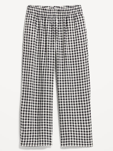 High-Waisted Linen-Blend Straight-Leg Pants