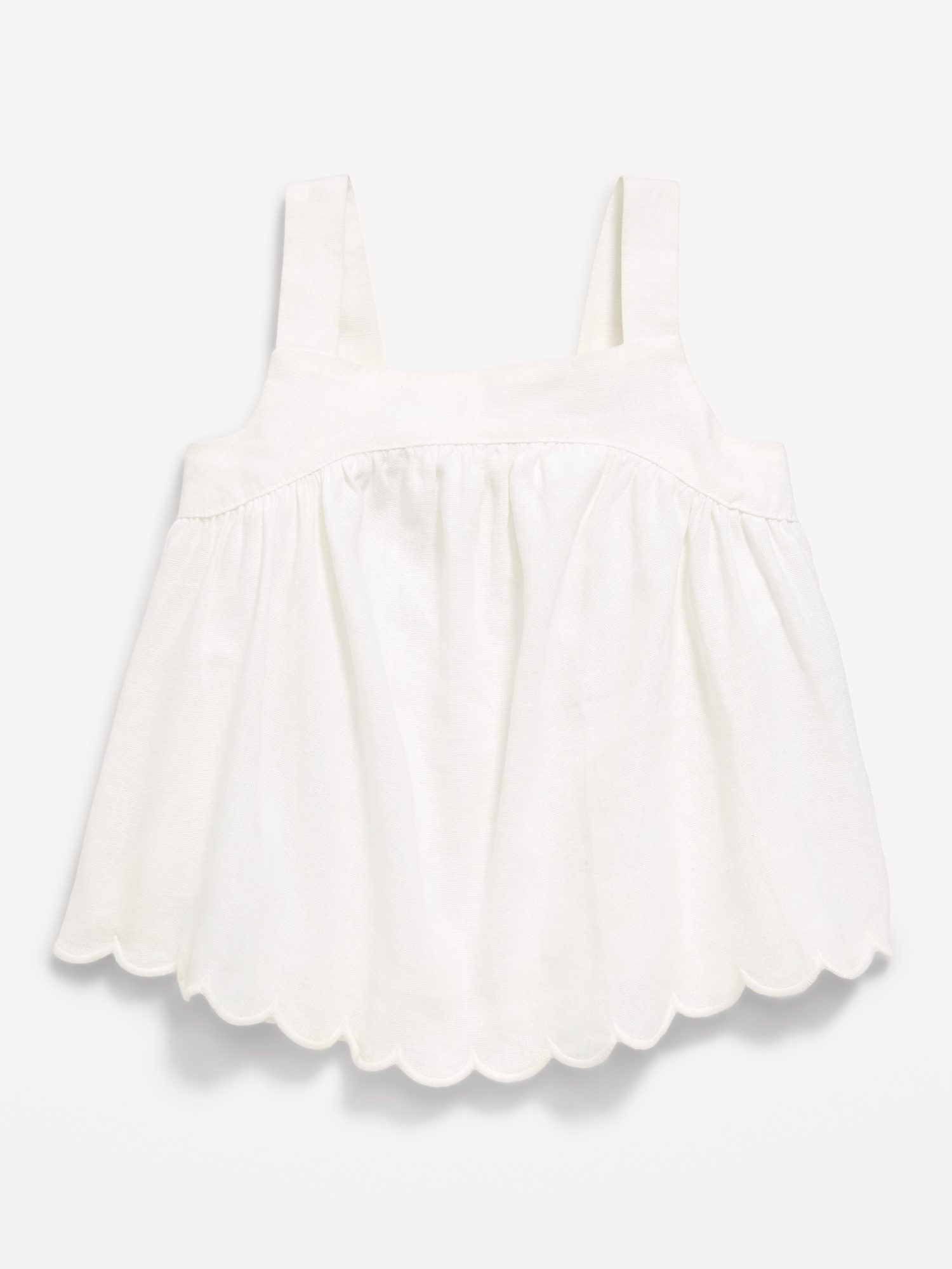 Sleeveless Linen-Blend Scalloped-Hem Top for Toddler Girls