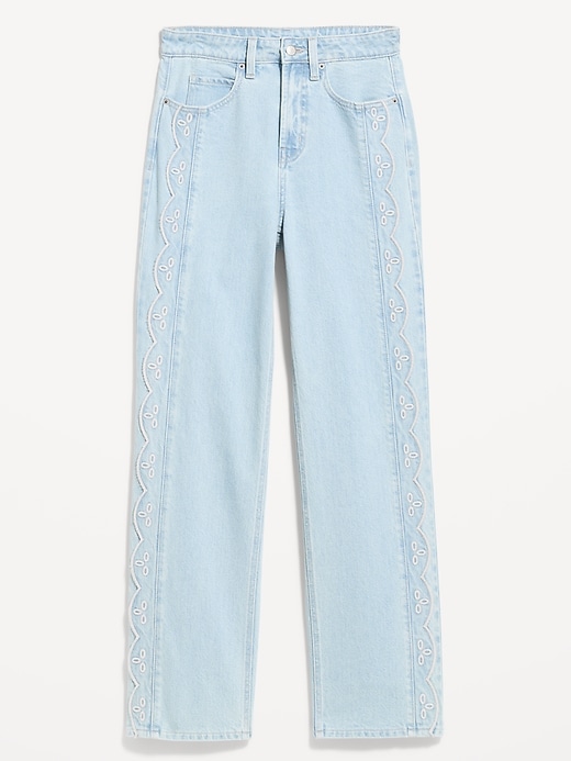 Image number 1 showing, Curvy Extra High-Waisted Scalloped Wide-Leg Jeans