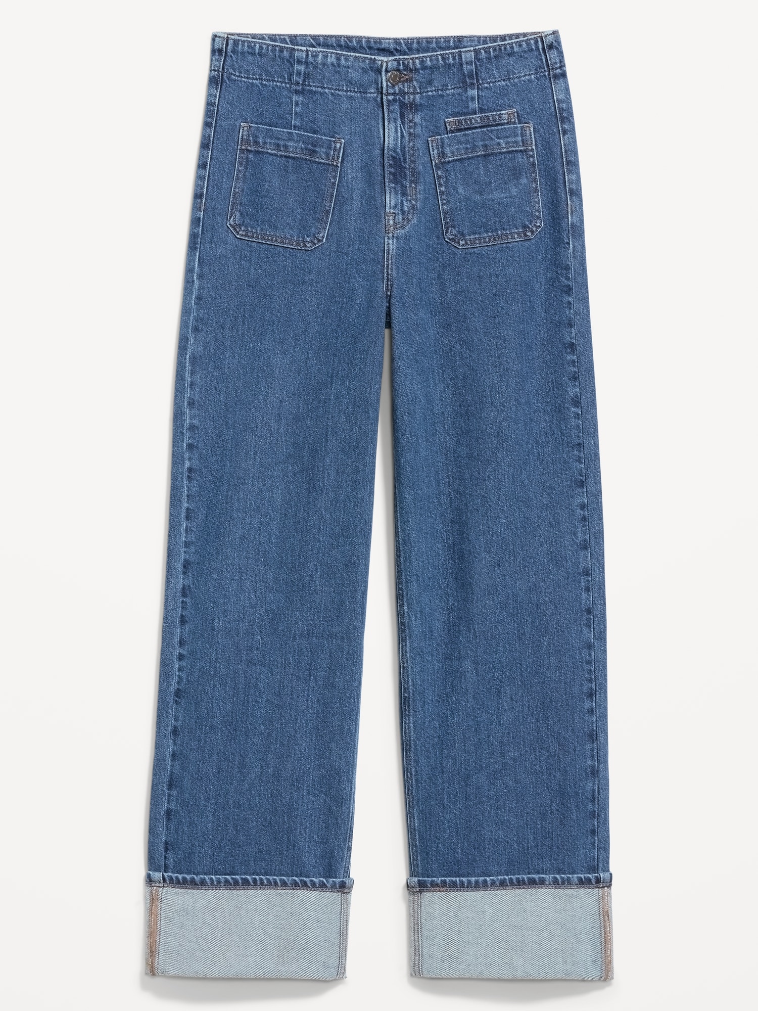 Curvy Extra High-Waisted Cuffed Wide-Leg Jeans