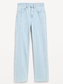 Image number 1 showing, Curvy Extra High-Waisted Scalloped Wide-Leg Jeans
