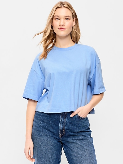 Image number 5 showing, Vintage Crew-Neck Oversized Crop T-Shirt