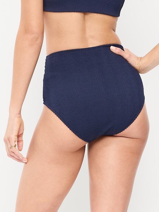Image number 2 showing, High-Waisted Ribbed Bikini Swim Bottoms