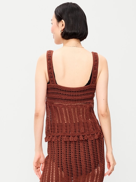 Image number 2 showing, Open-Weave Fringe Tank Top