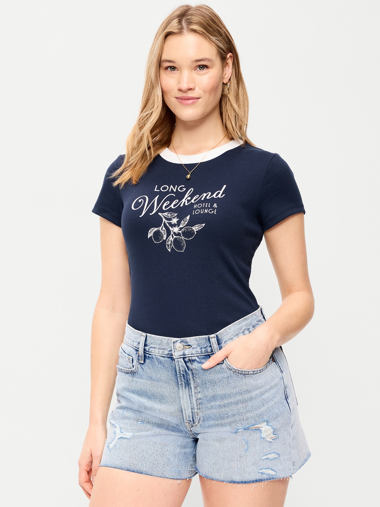 Snug Ribbed Crop T-Shirt