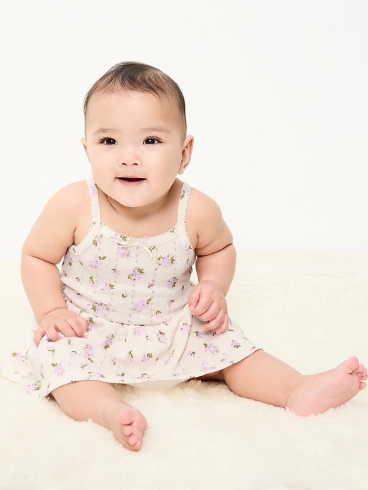 Image number 1 showing, Printed Pointelle-Knit Bodysuit Dress for Baby
