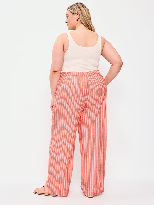 Image number 8 showing, High-Waisted Linen-Blend Wide-Leg Pants