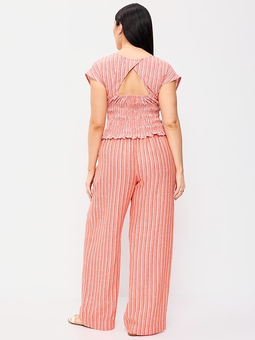 Image number 6 showing, High-Waisted Linen-Blend Wide-Leg Pants