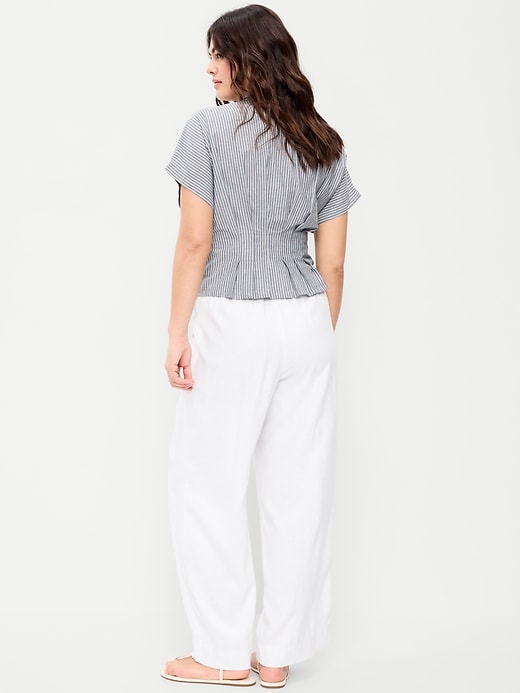 Image number 8 showing, High-Waisted Linen-Blend Super Wide-Leg Pants