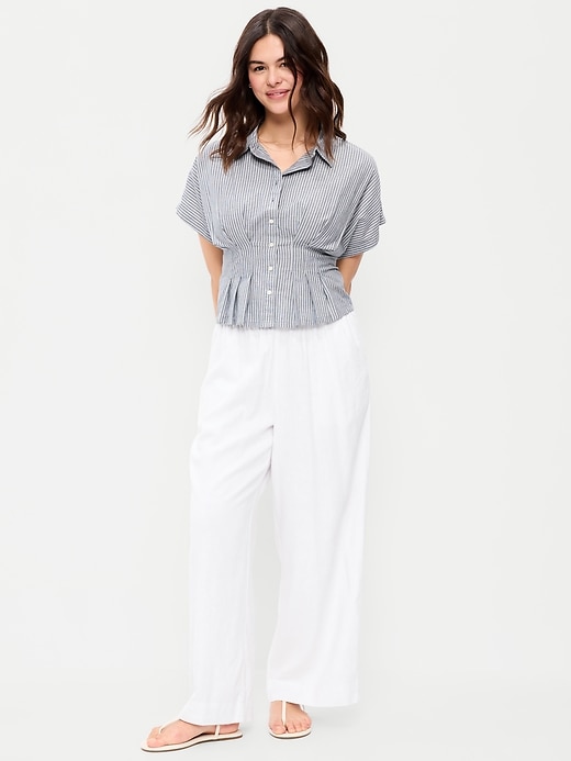 Image number 7 showing, High-Waisted Linen-Blend Super Wide-Leg Pants