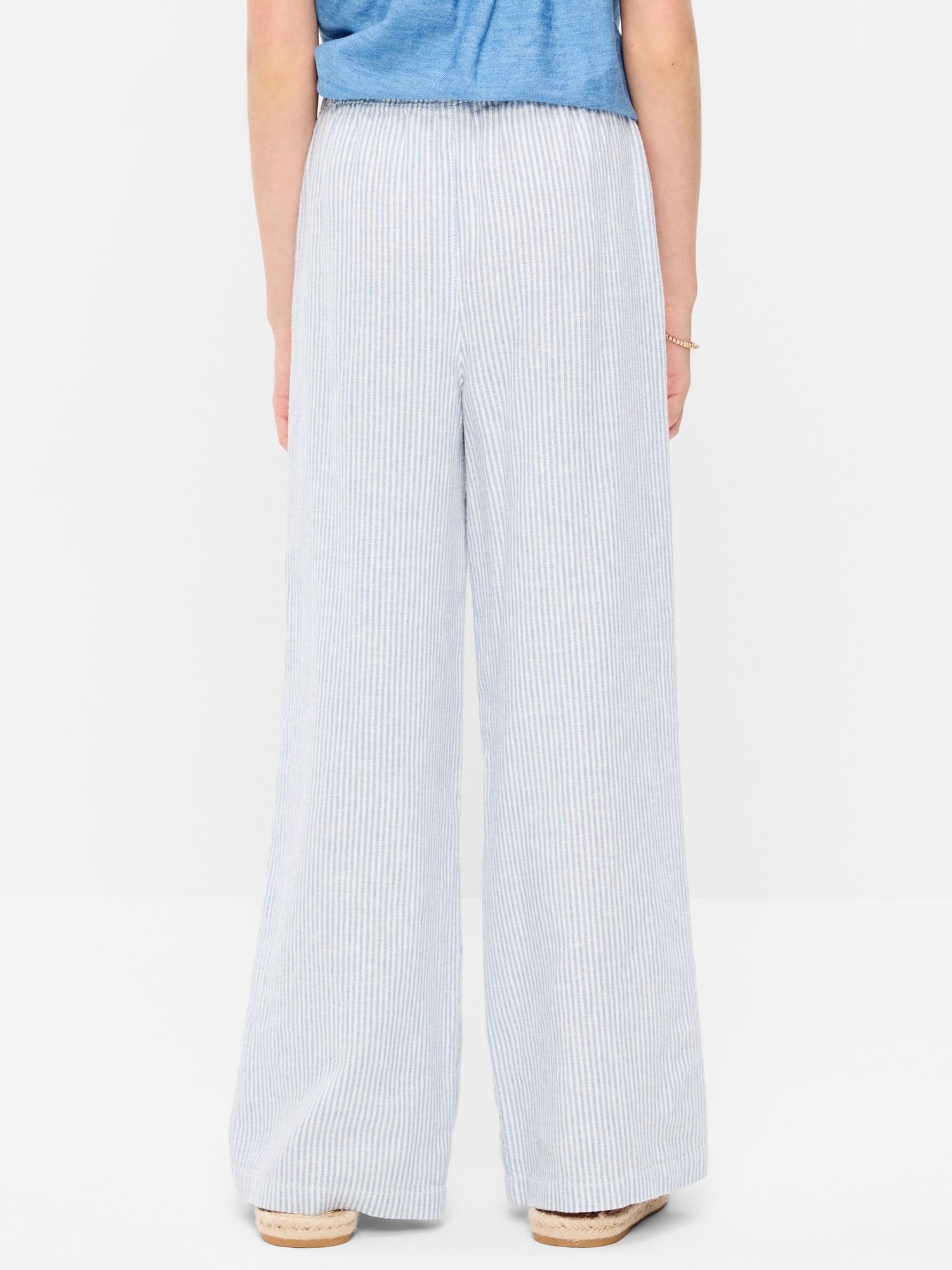 Striped Linen-Blend Wide-Leg Pants for Girls