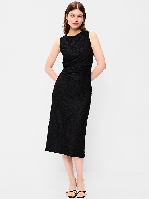 Image number 1 showing, Side-Drape Jersey Midi Dress