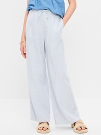 Image number 1 showing, Striped Linen-Blend Wide-Leg Pants for Girls