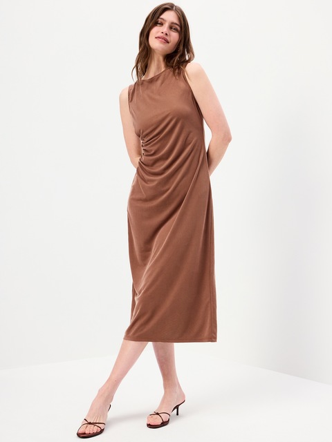 Sleeveless Draped Midi Dress