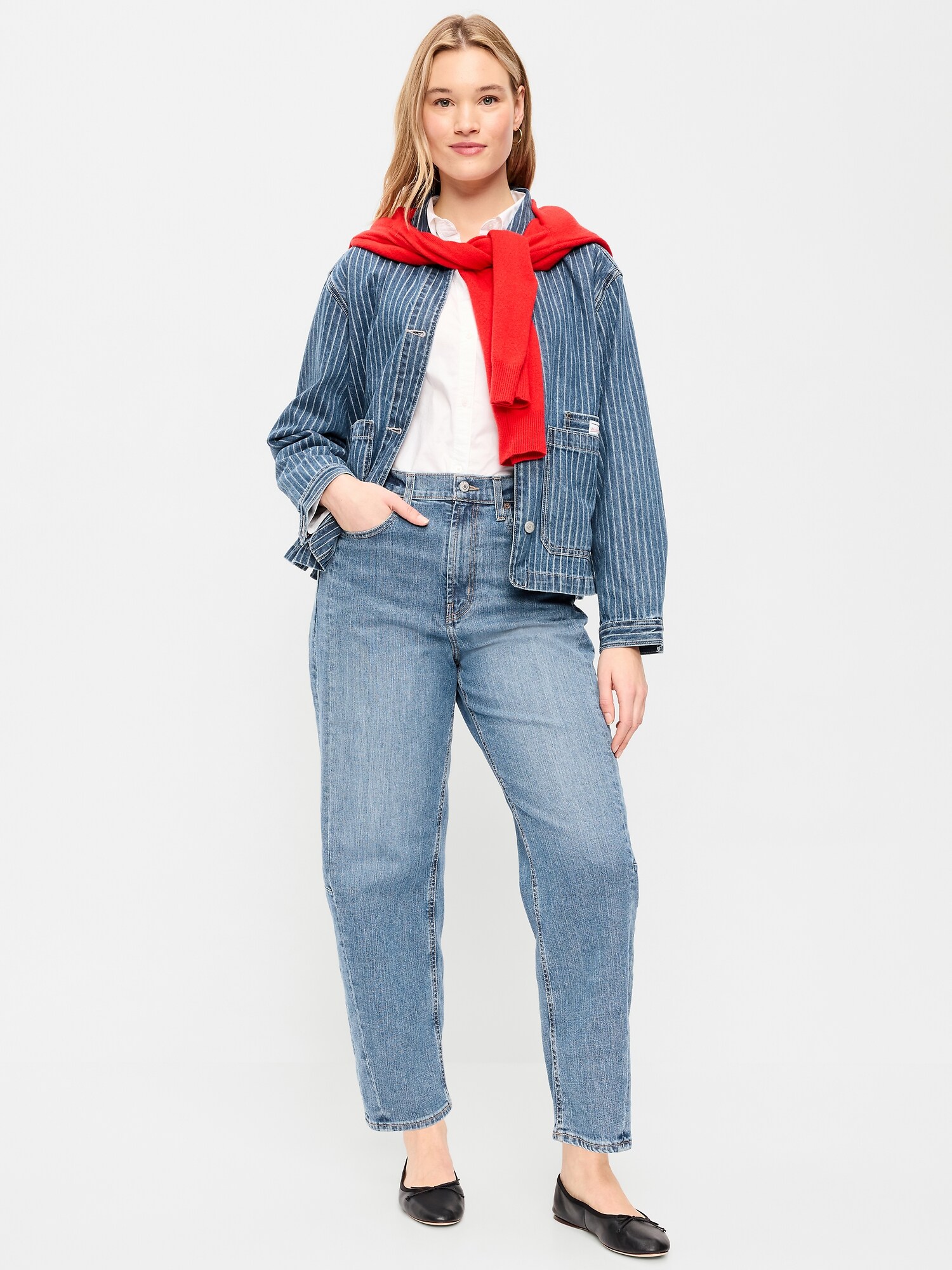 Женские джинсы Old Navy High-Waisted Baggy Barrel Ankle, цвет: Синий — фото 6