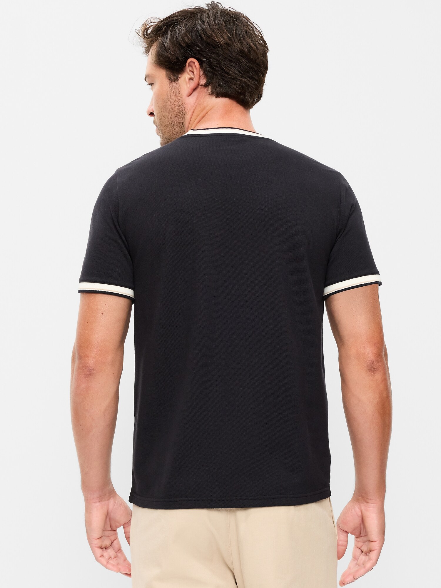 Мужская футболка Old Navy Crew-Neck Pique, цвет: Чёрный — фото 2