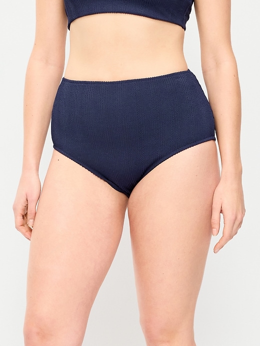 Image number 5 showing, High-Waisted Ribbed Bikini Swim Bottoms