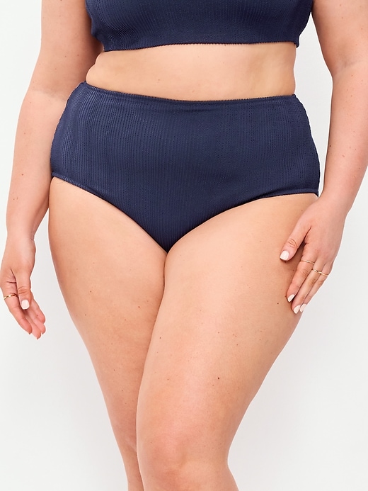 Image number 7 showing, High-Waisted Ribbed Bikini Swim Bottoms