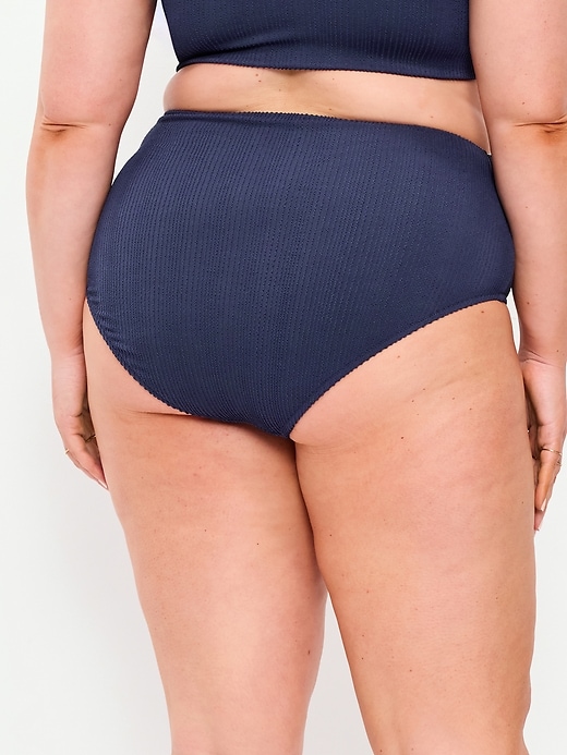 Image number 8 showing, High-Waisted Ribbed Bikini Swim Bottoms