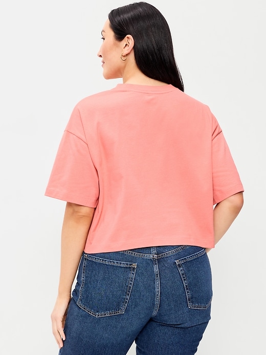 Image number 6 showing, Vintage Crew-Neck Oversized Crop T-Shirt