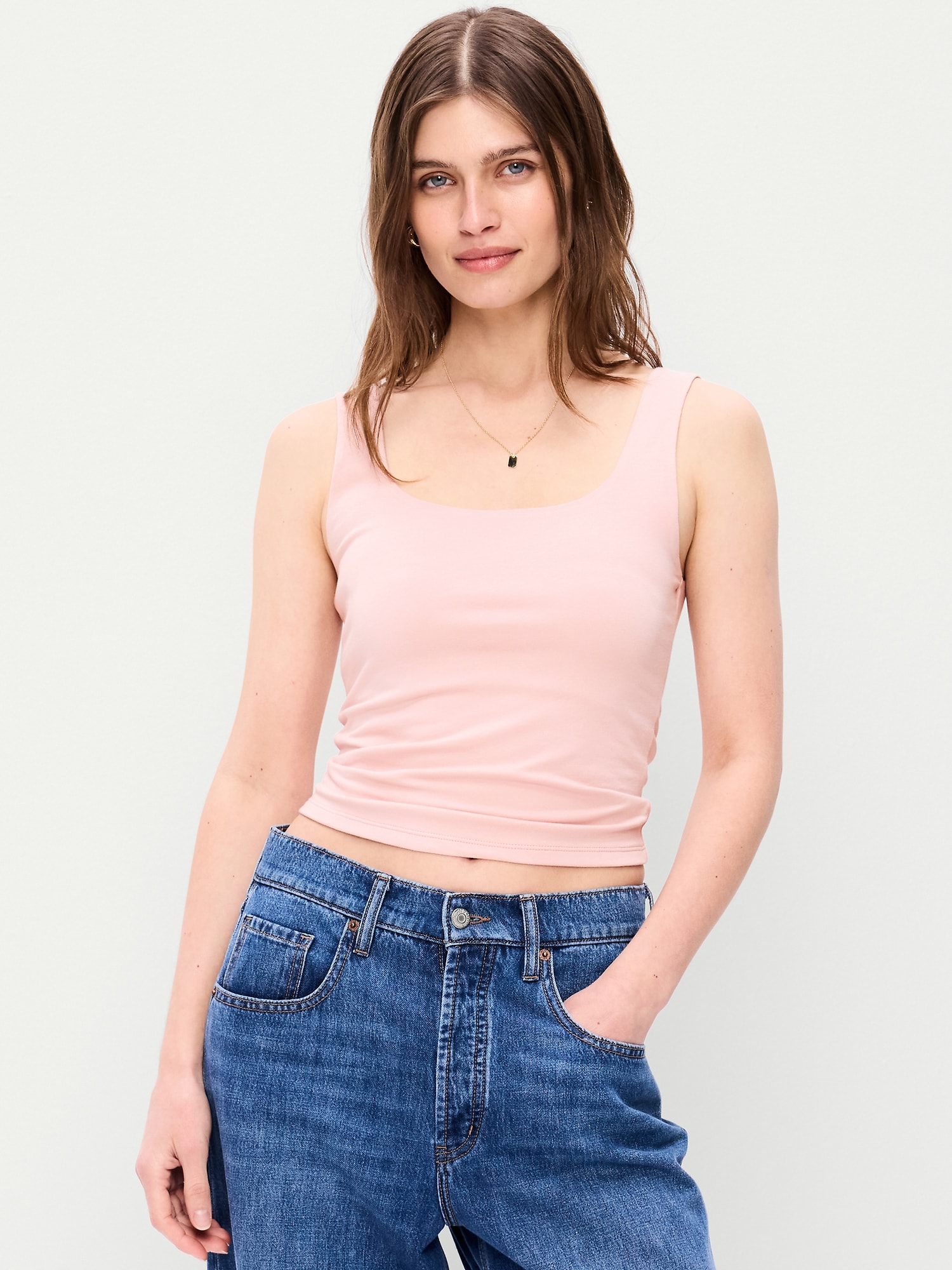 Hug Double-Layer Scoop-Neck Tank Top