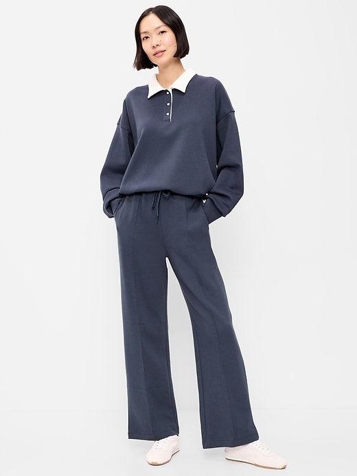 Image number 1 showing, High-Waisted Dynamic Fleece Textured Wide-Leg Sweatpants