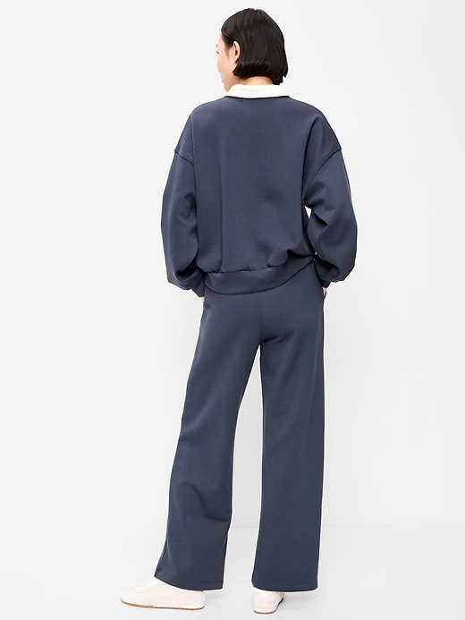 Image number 2 showing, High-Waisted Dynamic Fleece Textured Wide-Leg Sweatpants