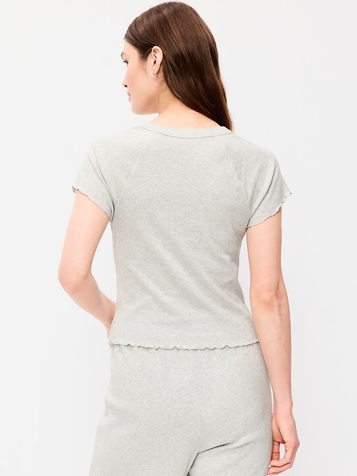 Image number 2 showing, Short-Sleeve Pointelle Sleep Top