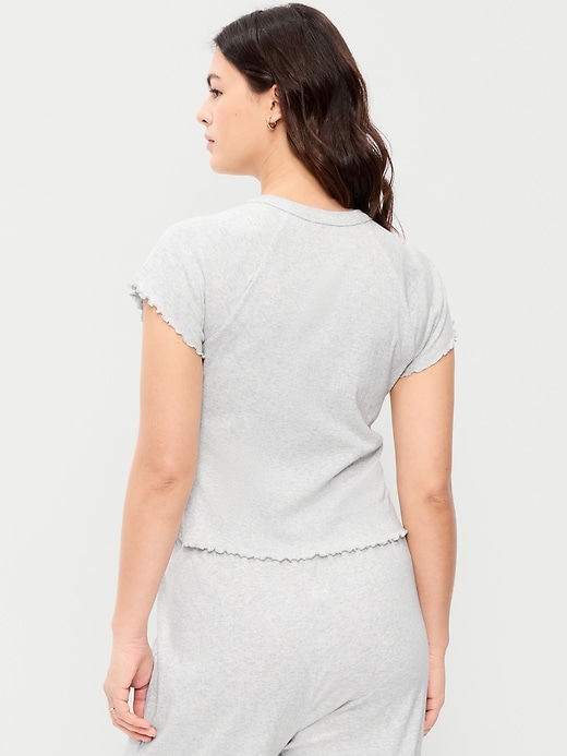 Image number 7 showing, Short-Sleeve Pointelle Sleep Top