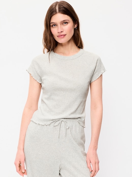 Image number 1 showing, Short-Sleeve Pointelle Sleep Top
