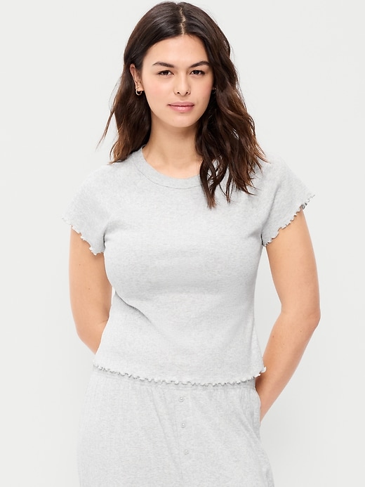 Image number 6 showing, Short-Sleeve Pointelle Sleep Top