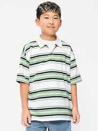 Image number 1 showing, Oversized Striped Polo Shirt for Boys